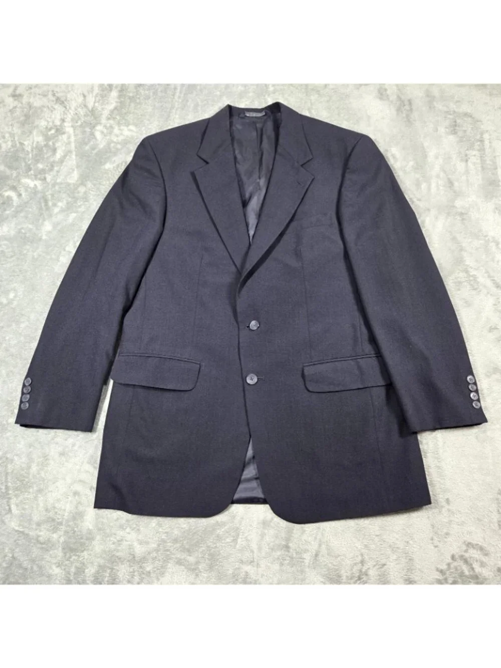 Lands End Sport Coat Mens 40L Navy Wool Preppy Career Office Blazer Suit Jacket